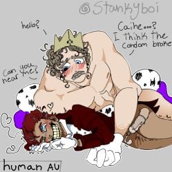 broken_condom caine caine_(tadc) caine_(the_amazing_digital_circus) gay gay_sex kinger kinger_(tadc) kinger_(the_amazing_digital_circus) male_only ripped_condom size_difference stankyboi(artist) tadc technical_incest the_amazing_digital_circus