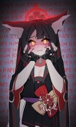 big_breasts blue_archive blush crazy fox_ears fox_girl halo huge_breasts silenzuka solo solo_female wakamo_(blue_archive) yandere