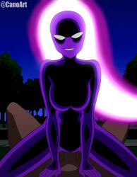 alien anodite ben_10 ben_10_alien_force breasts canoartnsfw featureless_breasts female female_riding male no_pupils on_model penis pupiless_eyes purple_body smile straight vagina vaginal
