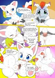 absurd_res anthro anus aquatic bandai_namco blue_eyes blush bodily_fluids butt cheating_girlfriend clothing comic cum cum_in_vagina cum_inside digimon digimon_(species) domestic_cat duo english_text felid feline felis female forced fur gatomon genital_fluids genitals gloves gloves_only gomamon green_eyes hair handwear handwear_only hi_res infidelity male male/female mammal markings mostly_nude nipples penetration penis pinniped profanity red_hair ring_(marking) seal sex spread_legs spread_vulva spreading sweat text vaginal vaginal_penetration vulva white_body white_fur woory