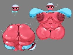 blue_topwear blushcrunch_studio dandy's_world dandys_world female female_only gigi_(dandy's_world) hyper hyper_ass hyper_breasts large_areolae puhf red_body roblox roblox_game topwear_only