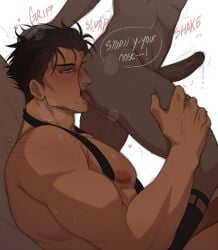 2boys anonymous_male big_nose d1rtyj0rin erection gay gay_oral gay_sex hiromi_higuruma j0rinartzz_(d1rty_jorin) jujutsu_kaisen male_only muscular_male oral precum