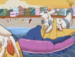 absurd_res anthro balls beach bodily_fluids buldings canid canine cum cum_inside day detailed_background digital_media_(artwork) duo ear_piercing eeveelution ejaculation erection female female_feral female_penetrated feral feral_female feral_male feral_on_feral feral_only feral_penetrated feral_penetrating feral_penetrating_feral floatie fur generation_2_pokemon generation_4_pokemon genital_fluids genitals glaceon hi_res male male/female male_feral male_penetrating male_penetrating_female mammal nintendo open_mouth outdoors outside penetration penile penis piercing pokemon pokemon_(species) pussy ring_piercing sand seaside sex sky tail the_line_goat tongue typhlo_(granivolus) typhlosion vaginal_penetration vulva water