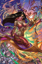 1001_nights aladdin arabian_clothes black_hair brown_eyes disney disney_princess fairy_tale fairy_tale_fantasies female genie genie_(aladdin) harem_outfit human islamic_architecture j_scott_campbell magic_carpet magic_lamp male princess_jasmine