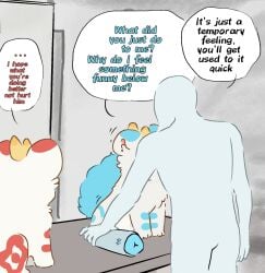 ambiguous_gender asian_mythology bixie_(fabulous_beasts) blue_body blue_fur brother_(lore) brothers_(lore) colored curious dialogue english_text fabulous_beasts fenz_(studio) feral fur group hi_res horn human izih looking_at_another mammal mythology paws penetrable_sex_toy pixie red_body red_fur sex_toy sibling_(lore) simple_coloring sitting speech_bubble text tianlu_(fabulous_beasts) trio white_body white_fur