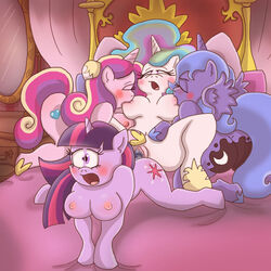 dildo female_only friendship_is_magic my_little_pony princess_cadance_(mlp) princess_celestia_(mlp) princess_luna_(mlp) shinragod smooth_skin sucking tagme twilight_sparkle_(mlp) uncensored