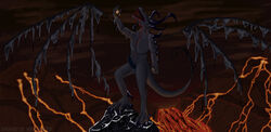 blood blue_penis claws death deity dragon erection horn lava lava_cum male mercrantos penis red_eyes volcanic_setting vore wings