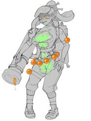 acid blush blushing boobs breasts breasts_out clothing clothing_damage feet female female_focus female_only guma nipple octarian octoling octoling_girl orange_eyes painting pussy self_upload solo solo_female solo_focus splatoon splatoon_oc
