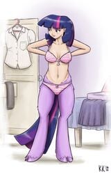 anthro bra female female_only friendship_is_magic king-kakapo my_little_pony panties solo striped striped_panties twilight_sparkle_(mlp)