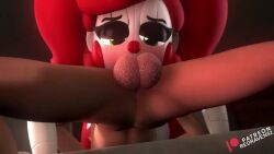 1boy 1girls 3d animated blowjob circus_baby circus_baby_(fnaf) clown clown_girl deepthroat female five_nights_at_freddy's five_nights_at_freddy's:_sister_location green_eyes male mime penis red_hair redraven52 robot robot_girl robot_joints sound straight summer_of_87_baby tagme throat_fuck upside_down_fellatio video