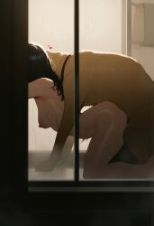 1boy 1girls ai_generated breasts canid canine canine_on_human canis completely_nude doggy_style domestic_dog female female_on_feral feral feral_on_female feral_on_human feral_penetrating feral_penetrating_human glass gridman_universe human_female human_on_feral interspecies labrador light_skin male netorare ntr nude outside_view sex shower small_breasts ssss.gridman stealth_sex takarada_rikka yumerush zoophilia