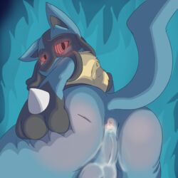 achiga anus balls cum lucario nintendo pokemon pokemon_(species) raised_tail red_eyes showing video_games