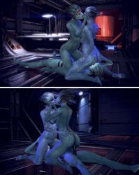 3d 3d_(artwork) 3d_render 3girls alien alien_girl asari ass big_breasts blue-skinned_female blue_body blue_skin breasts cowgirl_position facesitting female female_only incest kissing lesbian lesbian_sex liara_t'soni mass_effect mass_effect_2 morinth mother_and_daughter multiple_angles multiple_girls nude nude_female samara strap-on threesome vittorio yuri