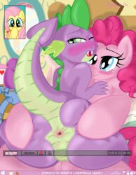 2014 anus ass equine female feral fluttershy_(mlp) friendship_is_magic furry furry_only girly hair horse kyokimute male mammal my_little_pony no_humans pink_hair pinkie_pie_(mlp) pony pussy spike_(mlp) spreading straight