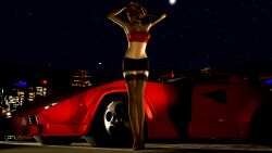 3d 3d_(artwork) 3d_render absurd_res absurdres armpits arms_above_head bare_shoulders beautiful_woman black_miniskirt black_skirt black_thong breasts brown_eyes brown_hair choker cityscape cleavage clothed_female collarbone emotionless emotionless_female expressionless female female_only grand_theft_auto grand_theft_auto:_vice_city gta_prostitute gtajohn high_heels high_resolution highres honey_select indifference large_breasts large_tits liberty_city looking_at_viewer mature_female mature_woman miniskirt moonlight night_sky posing prostitute short_skirt skirt solo_female sports_car standing sweatdrop sweating thighhighs tubetop unbothered uncaring uncaring_female unenthusiastic