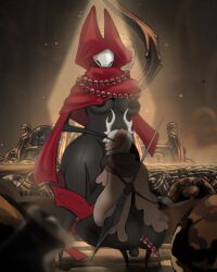 1girls 2_horns alternate_body_type alternate_breast_size arthropod artist_name big_ass big_breasts big_butt black_body black_skin breasts bubble_ass bubble_butt bug bug_girl female female_only hollow_knight hollow_knight:_silksong hornet_(hollow_knight) large_ass large_breasts large_butt silksong team_cherry viperzcorner