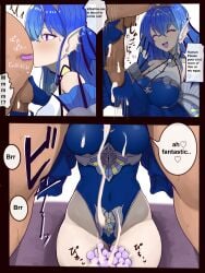 :d anal blue_hair closed_eyes clothing cum cum_outside dark_skin detached_sleeves diadem duel_monster edit eggs espkiriyama fertilization human insemination interspecies kitkallos_(yu-gi-oh!) konami leotard licking_ass male masturbation merfolk mermaid nude pale_skin penis purple_eyes rimjob sitting smile standing sweatdrop tearlaments_kitkallos tearlaments_series_(yu-gi-oh!) thighs translated uncensored voluptuous yu-gi-oh!