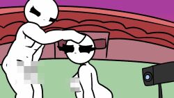 2girls1boy 30_seconds :3 angry angry_expression angry_face animated arrow ass bald bald_female bald_male bending_down big_ass big_screen black_eyes black_hair black_hair_female black_pubic_hair blush blushing_male breasts camera censored censored_nipples censored_penis censored_pussy chetoh chubby chubby_female claire_(chetoh) cleavage closed_eyes clothes clothes_removed clothes_ripped clothes_ripping convenient_censoring covering_chest covering_penis covering_pussy cussing egg eggmale embarassed_male embarrassed embarrassed_nude_female embarrassed_nude_male enf enm falling falling_down female green_sweater hair hand_on_chin hand_on_head hands_in_pockets hands_over_chest hoodie in_air jeans looking_at_another looking_at_another's_penis looking_at_each_other looking_at_penis looking_down looking_down_at_self male mosaic_censoring music naked naked_female nude_male nudity oc original original_character paper_bag paper_bag_on_head penis pixelated pixelated_penis pixelated_pussy profanity pubic_hair purple_shirt pussy_peek red_hoodie rose_(chetoh) screen screen_shake screen_shaking shirt shockwaves sign smile smiling smiling_at_another smiling_at_partner sound sound_effects sound_wave speaker stadium sweater text thinking thrown thrown_away video voice voice_acted white_body white_text