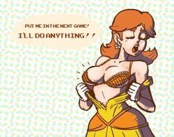 begging bra breaking_the_fourth_wall female female_only human mario_(series) nintendo penelopeandme princess_daisy solo super_smash_bros. torn_clothes torn_dress undressing