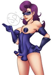 1futa balls breasts futa_only futanari intersex purple_hair red_lipstick solo susu testicles the_phantom_futa