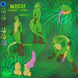 1boy 2014 anole anthro anus arms_behind_back ass balls ben56 bent_over blue_eyes body_markings brown_scales digitigrade erection genital_slit green_scales hindpaw holding_tail leaning leaning_forward lizard long_tongue male male_only markings mech_(character) model_sheet one_eye_closed paws penis presenting presenting_hindquarters raised_leg raised_tail reptile scalie sharp_teeth slit slit_pupils solo standing teasing teeth tongue tongue_out wink