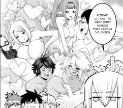 3boys 4girls breasts centaur centauress centorea_shianus completely_nude female harpy harpy_girl human_on_monster imminent_sex kimihito_kurusu kurusu_kimihito manga_page mermaid mermaid_girl miia_(monster_musume) monster_girl monster_musume_no_iru_nichijou nipples okayado onsen paizuri tagme taur yukio_(monster_musume)