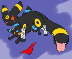 3_toes anal bargglesnatch-x1 blush canine cum eeveelution fluff fur male male_only mammal nintendo panting penetration penis pokemon pokemon_(species) red_eyes scarf shiny tail_mouth tongue tongue_out umbreon video_games