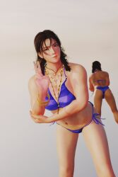 3d ass athletic_female bikini blender brown_eyes brown_hair cleavage clothing female forsavide freckles julia_chang looking_at_viewer namco swimsuit tekken tekken_7 twintails