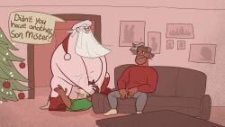 animated balls beard blowjob boner bunbunny_(artist) christmas cum cum_in_mouth erection european_mythology facial_hair folklore gay gif male male_only mythology nude oral overweight penis public_domain santa_claus sitting smallsrabbit speech_bubble white_hair