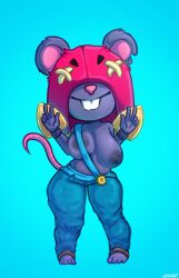 anthro big_breasts big_butt blind brawl_stars female female_only furry furry_female genderswap_(mtf) hat jemphep mask moe_(brawl_stars) mouse mouse_girl rat rodent rodent_humanoid rule_63 supercell tail thick_thighs