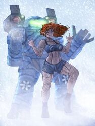 1girls battletech big_breasts character_request female green_eyes orange_hair robot tagme_(character) tomboy unop variant_set