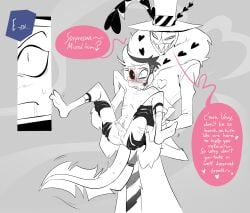 2024 artist_request demon demon_boy demon_humanoid gay hazbin_hotel humanoid male moth nsfw penis valentino_(hazbin_hotel) vox's_assistant_(hazbin_hotel) vox_(hazbin_hotel)