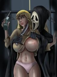 1boy big_breasts blonde_hair casey_becker darthpixel3000 female ghostface green_eyes male panties scream_(franchise) telephone