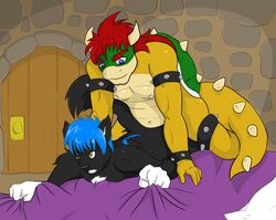 2014 anal anal_sex anthro bowser canine castle chubby fur hair koopa male mammal mario_(series) nintendo pain penetration scalie sex stripes-the-raccoon vingant wolf yaoi