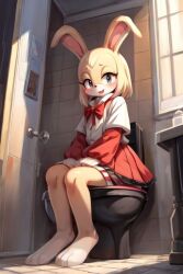 ai_generated cream_the_rabbit on sitting sonic_(series) toilet