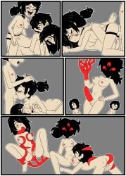 1boy 2girls andrew_graves ashley_graves black_hair blowjob commission commissioner_upload demon demon_futa demon_girl dominant_female futa_sans_balls futanari incest intersex julia_(the_coffin_of_andy_and_leyley) lesbian_kiss oral pegging strap-on strapon sucking_nipples suprised tentacle tentacle_sex the_coffin_of_andy_and_leyley xierra099 yuri