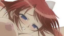 animated animated blue_eyes blush bondage bondage bouncing_breasts bound breasts clenched_teeth female inyouchuu inyouchuu_shoku large_breasts long_hair nipples open_mouth red_hair restrained shiratori_mikoto suspension teeth tentacle tentacle_sex transparent_background