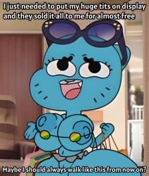 english_text huge_ass huge_breasts micro_bikini miniskirt nicole_watterson text the_amazing_world_of_gumball