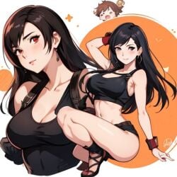 ai_generated big_breasts black_hair final_fantasy long_hair mythrafan65 nintendo sfw showing_breasts showing_off tifa_lockhart tight_clothing