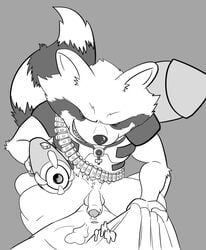 anal anal_sex balls duo forced gay guardians_of_the_galaxy gun male male_only mammal marvel monkeysuit penetration penis raccoon ranged_weapon rocket_raccoon uncut weapon yaoi