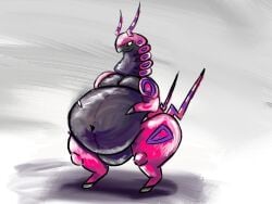 4:3 anthro generation_5_pokemon hi_res male nintendo organs overweight overweight_anthro overweight_male pokemon pokemon_(species) scolipede sergal_mowgli solo stomach