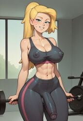 1futa abs ai_generated amphibia athletic athletic_futanari big_breasts big_penis blonde_futa blonde_hair bulge bulge_through_clothing cleavage disney erect_nipples erect_penis erection erection_under_clothes erection_under_clothing futa_only futa_sans_pussy futanari green_eyes gym huge_breasts huge_cock large_breasts large_penis looking_at_viewer muscular muscular_futanari penis_bulge sasha_waybright self_upload smile smiling smiling_at_viewer sports_bra sportswear sweat sweatdrop sweating sweatpants veiny_penis visible_areolae visible_nipples