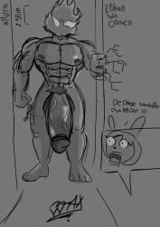 1boy big_balls big_male big_muscles big_penis bigger_male original original_artwork original_character