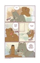 artdecade bear bed canine clock comic english_text furry furry_only gay male male/male male_only mammal multiple_males penis sleeping wolf yaoi