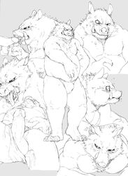 blush boar cum kmd023 male male_only mammal monochrome oral penis porcine precum saliva sleeping yaoi