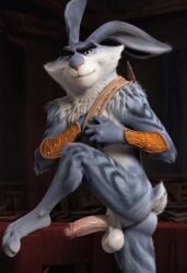 anthro balls big_penis bunnymund cock dreamworks easter_bunny easter_bunny_(rise_of_the_guardians) furry furry_only gay hare paramount_pictures rabbit raised_leg rise_of_the_guardians yiff