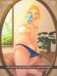 1girls ass bbw big_ass blonde_hair chubby fat female lilounsfw mirror mirror_selfie nintendo overweight overweight_female panties princess_zelda selfie smartphone tears_of_the_kingdom the_legend_of_zelda