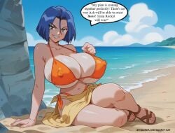 ai ai_generated beach big_breasts big_breasts bra huge_breasts james_(pokemon) male_boobs male_breasts male_tits meeker-123 nintendo nipples_visible_through_clothing pokemon