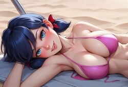 ai_generated breasts female female_only golddragonai marinette_cheng marinette_dupain-cheng miraculous_ladybug nai_diffusion solo stable_diffusion swimsuit