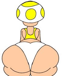 1boy big_ass mushroom no_visible_face not_looking_at_the_viewer super_mario_bros. toony white_panties yellow_toad